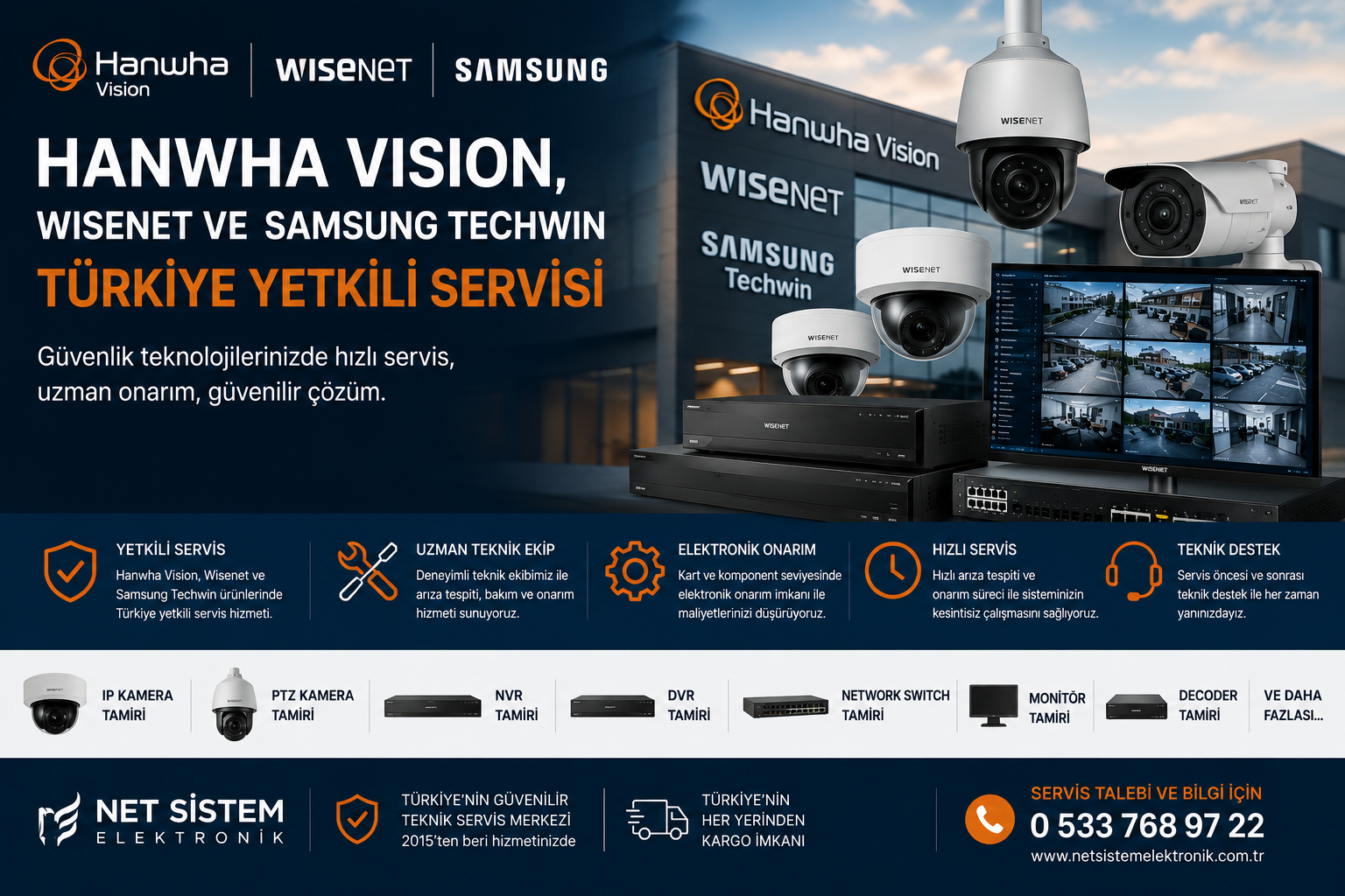 Hanwha Vision Wisenet Samsung Techwin Türkiye yetkili servisi