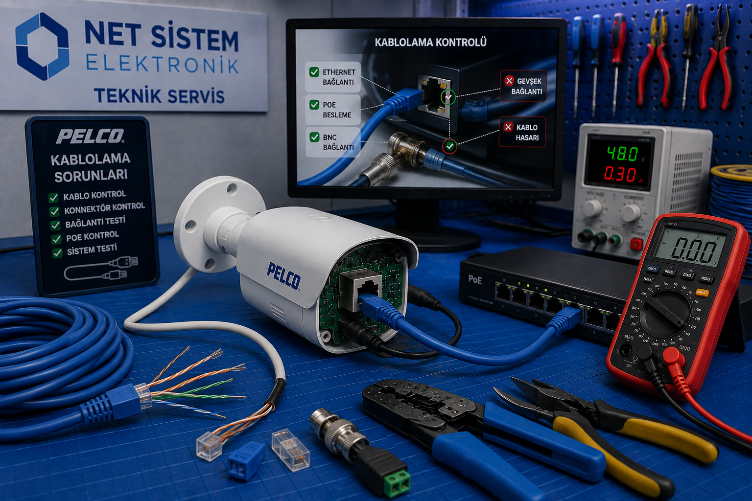 Pelco kamera kablolama sorunları teknik servis